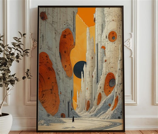 Surreal Sci Fi Canyon Wall Art Print - Futuristic Alien Architecture Landscape Poster - Large Sci-fi Gift - Etsy