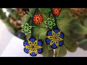 Cómo hacer flor estrella de chaquira./ Aretes de chaquira, fácil.