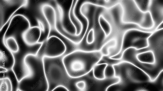 Abstract black and white liquid patterns create dynamic wave-like flows in a simple visual representation.