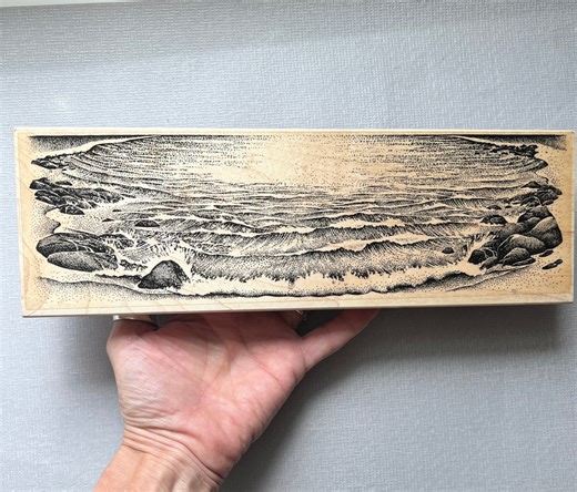 Vintage Huge Stampscapes Seaside Shoreline Ocean Waves Scene Wood Mounted Rubber Stamps - Etsy