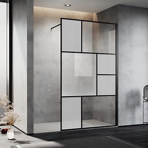 [Hot Item] Sally 8mm Tempered Fluted Glass Fixed Framed Splicing Shower Screen