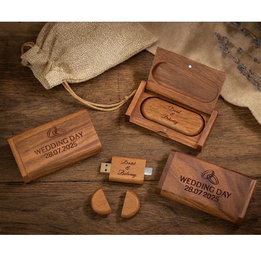 Engraved Wooden Dual USB C&A Flash Drive With Box: Personalized Wedding Photographer Gift - Etsy