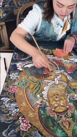 The Mesmerizing Process of Thangka Painting ＃thangka paintin＃traditional thangka＃tibetan art #craft