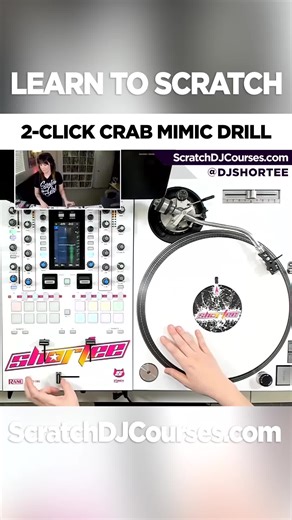SCRATCH WITH ME! 😻 Let's rock this 2-click CRAB practice routine together! 🦀 🎼 This is a 2-BAR Q&A MIMIC DRILL — I scratch for 2 bars & then you copy me for 2 bars. Easy peasy! ♾️ Loop this video for a few rounds to master the 2-click CRAB patterns in this mini practice sesh! ㅤ 🥁 Beat: