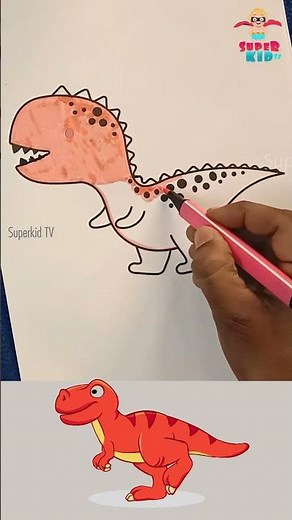 How to do Coloring of a Cute Dino: #coloring #coloringpages #kids