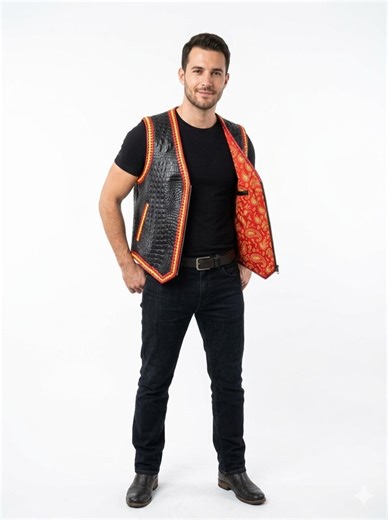 Leather Biker Vest Handcrafted Exotic Alligator Grain - Etsy