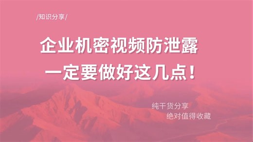 做好这几点，企业机密视频防泄露轻松拿下！