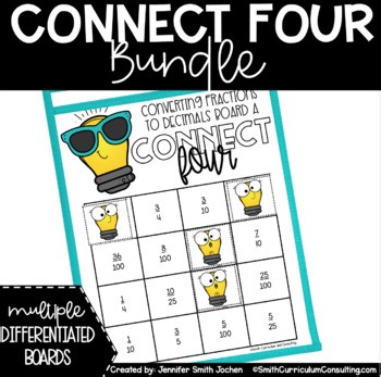 Connect Four Math Game Bundle - Differentiated Review of Math Skills - Workshop
