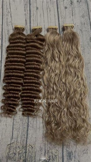 Deep Wave and Natural wave Invisible Tape In Hair Extensions | REIGN HAIR