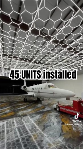 We Built the BIGGEST Hexagon LED Lighting Install ✈️ | Aircraft Hangar Transformation #shorts