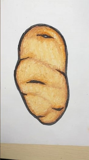 “Cute Bread Slice Drawing with Colored Pencils”
