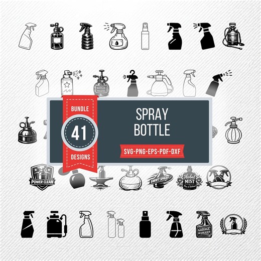Spray Bottle SVG Bundle, 41 Cleaning Spray Silhouette Designs, Plant Mister Clipart for Cricut, Atomizer PNG, Housekeeping Vector - Etsy