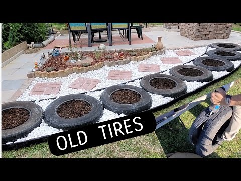 DIY Garden Landscape made with Old Tires Planters