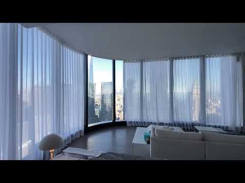 Motorized Curved Sheer Drapes NY