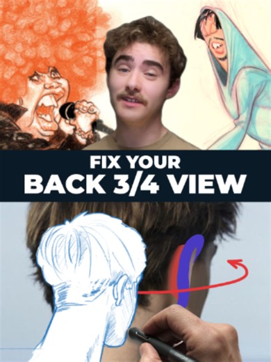 A trick to fixing your 3/4 back view! Ears drawn from different angles are simpler than you might think, and they can make or break the believability of your characters' back views! Interested in learning more? Wouter Tulp's new course