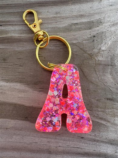 Personalized Preppy Bubble Letter Monogram Custom Glitter Keychain | Backpack Tag Accessory - Etsy