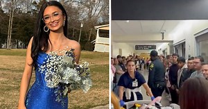 Video shows students fill hospital hall to say goodbye to cheerleader shot at party