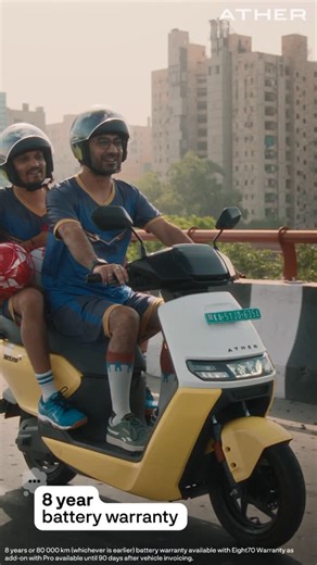 1.8K reactions · 73 shares | Don’t worry about electric scooter batteries. Ather’s Eight70 warranty gives you 70% State-of-Health for 8 years guaranteed. That’s the Ather Advantage. #Ather #Battery #Warranty | Ather Energy | Facebook