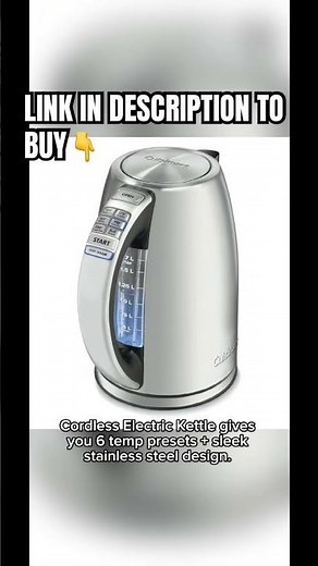 Cuisinart 1.7L Cordless Electric Kettle – 6 Temperature Presets, Stainless Steel