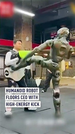 Humanoid robot floors CEO with high-energy kick
