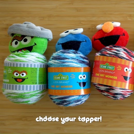 How to Knit the Sesame Street™ One Hat Wonder! New to LionBrand.com! It's The Sesame Street™ One Hat Wonder! . http://www.lionbrand.com/sesame-street-one-hat-wonder-yarn.… . Knit Elmo Hat Pattern: http://www.lionbrand.com/patterns/knit-elmo-hat-l90266.html Crochet Cookie Monster Hat Pattern: http://www.lionbrand.com/patterns/crochet-cookie-monster-hat-l90242.html | Lion Brand Yarn
