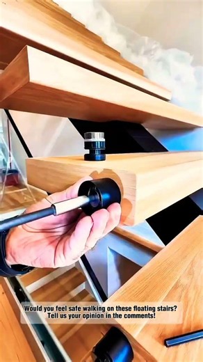 Amazing Floating Staircase Glass Railing Installation! #Construction #Woodworking
