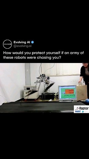 Evolving AI | 46 kph / 28.6 mph 🤯 Raptor is a fast-running, two-legged robot created by MSC Lab at KAIST. It has legs and a tail designed like a... | Instagram