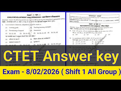 ctet answer key 8/02/2026 , ctet today exam answer key, ctet answer key 2026 ,ctet group A B C D H