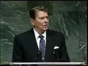 Ronald Reagan's speech about facing an alien threat that would lead us to a new world order