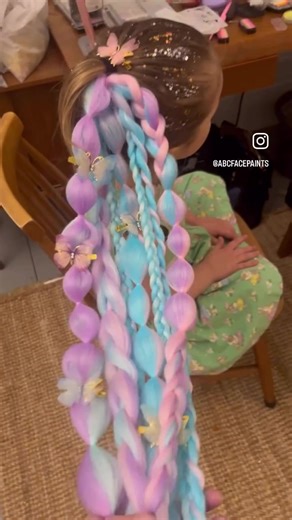 Unicorn hair braids for a magical 5th birthday today in Camberwell 🦄🌈 Kids party magic by ABC Face Paints ✨ #ForYouPage