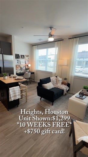 Perfect for Solo living in The Heights 🔑 ✨This apartment comes with the convenience of Central Houston and 10 WEEKS FREE $750 gift card! ✔️8 minutes to Downtown Houston! Comment