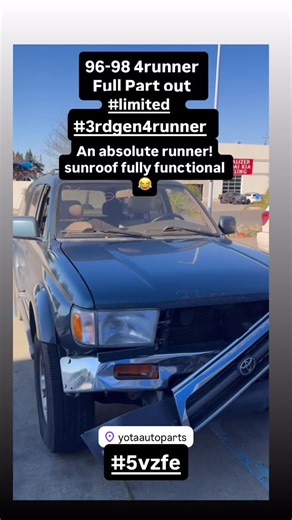 Yota Auto Parts on Instagram: "♻️96-98 3rd gen 4runner, Limited 2WD♻️ ‼️FULL PART-OUT‼️ ☎️- 916-775-YOTA 📧- info@yotaautoparts.com 🌍- www.yotaautoparts.com 📲- @yotaautoparts 📦- Nationwide Shipping & Freight . . . . . . . #toyota #yota #yotanation #yotagang #yotamasters yotatribe rustfree autosalvage autowrecking autorecycling autopartsstore yotaautoparts maythesavingsbewithyou yotafamily"