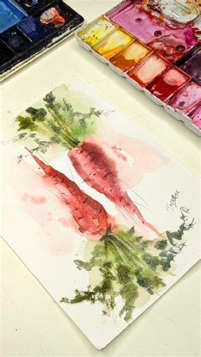 Watercolour Easter Card Painting Tutorial | Watercolor Carrot #watercolor #easter #carrot #artshorts