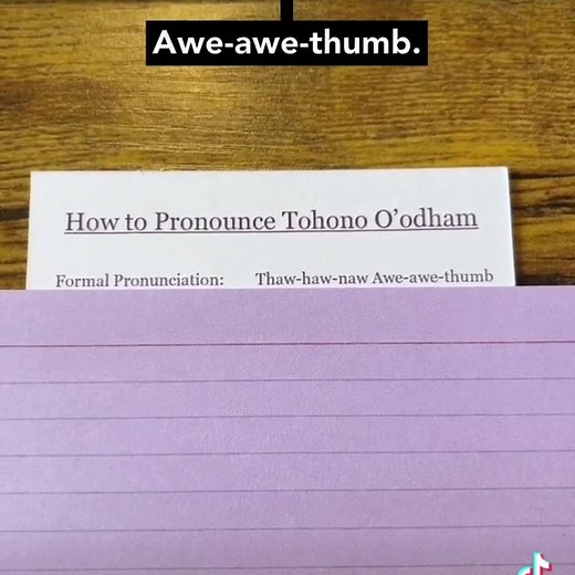 How to pronounce Tohono O’odham. Have you been saying it right? Visit my Tiktok page for full captions. Video description: Gabriella explains how to pronounce the name of her tribe by showing the back of her business card. | Gabriella Cázares-Kelly