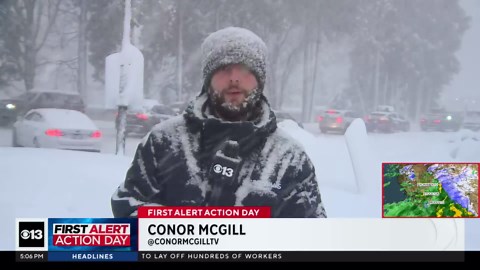 Heavy snow shuts down Highway 50 in California's Northern Sierra