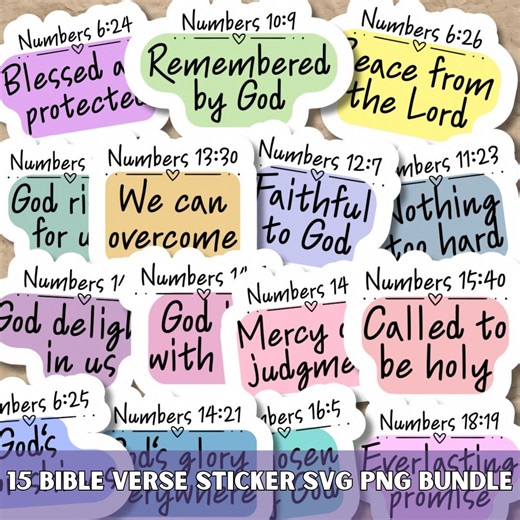 Numbers Bible Verse Stickers SVG PNG Bundle, Scripture Quotes, Printable Religious Decals for Goodnotes - Etsy