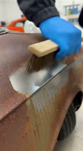 Satisfying Rust Removal from Classic Car Fender 🚗✨