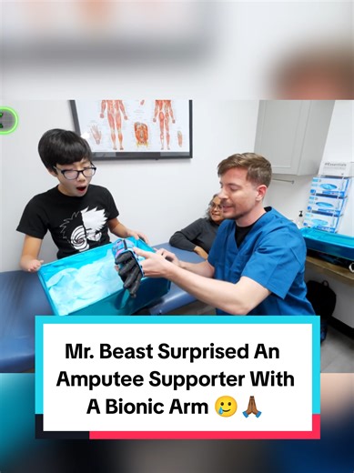 Mr. Beast Surprised An Amputee Supporter With A Bionic Arm 🥲🙏🏾@MrBeast #MrBeast #paidpartner #amputee #bionic