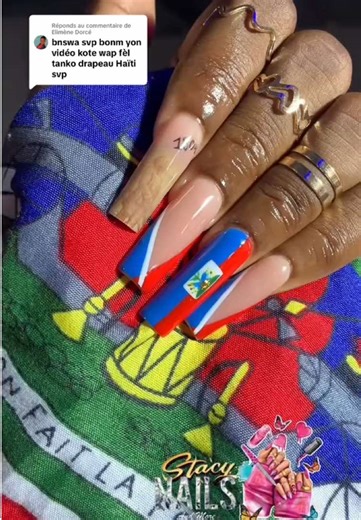 Haitian Flag Nails Tutorial for Beginners