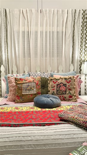 Kelly🏡 Cottage Decor & Flea Market Finds on Instagram: "Happy Sunday! I’m making progress in the bedroom! I wanted to try to make these small windows look larger with rods above and beyond the window frame and full curtains. Watch to the end to see the “before” 🙂 Much more to do in here-and I might pound some nails today if I muster up the courage 😁 I hope you’re having a wonderful weekend! ❤️"