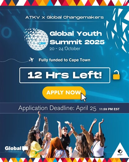 1K views · 11 reactions | 12 HOURS LEFT! This is your final call to apply for the Global Youth Summit 2025. Get your application in before 11:59 PM CET tonight and claim your spot! (plus a FREE Project Management for Changemakers course worth $150) Link to apply: www.global-changemakers.net/globalyouthsummit2025 | Global Changemakers | Facebook