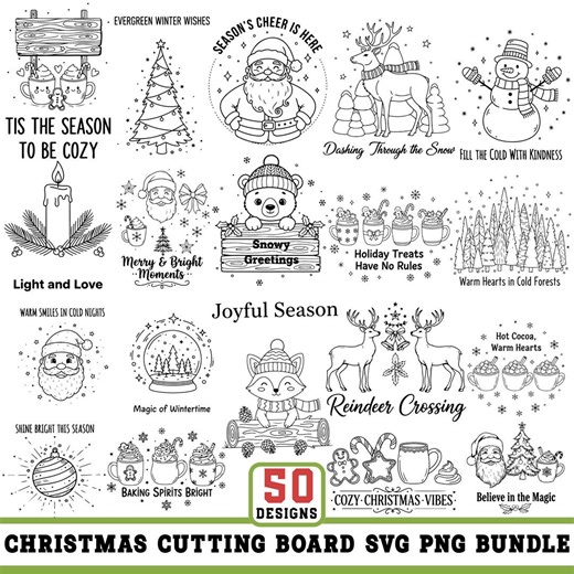 Christmas Cutting Board SVG Bundle | Farmhouse Kitchen Designs (digital Download) - Etsy