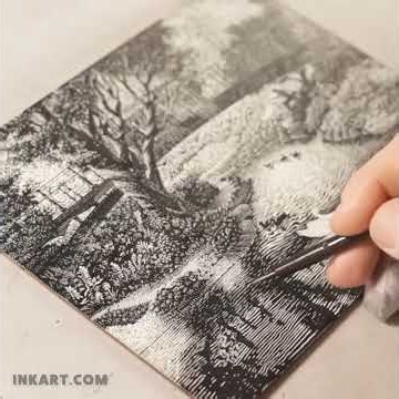 Pen and ink and scratchboard on Ampersand Claybord #artshorts #satisfying