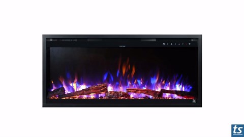 Touchstone Sideline Elite Pro 60" Smart Electric Fireplace- Wall-Mount/Recessed Installation- 6 Realistic Flame Colors- 13-Color Down Lighting- Crackle Sound- 1,500W Heater