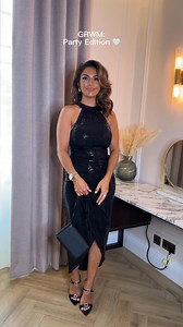 96 reactions | GRWM: Party Edition  featuring our Black Rectangular Sequin Halter Neck Draped Wrap Skirt Midi Dress | AX Paris | Facebook