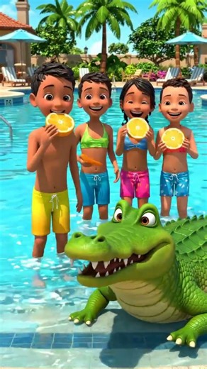 Friendly Crocodile Joins Pool Party 🐊🎉👶