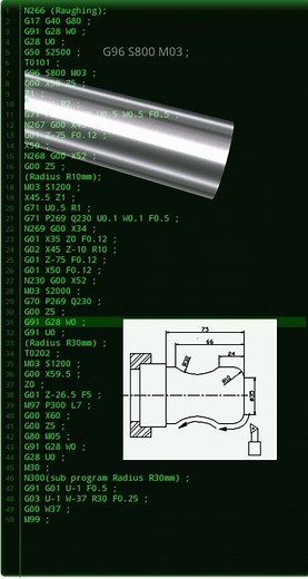 Pemrograman CNC Lathe: G71 untuk Radius 10 mm & 30 mm