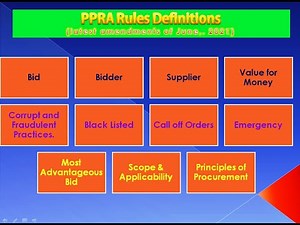 Public Procurement Rules 2004 (Definitions, Terminologies & Principles) latest amendments of 2021