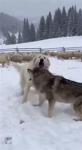 Great Pyrenees vs Gray Wolf Blizzard Defense