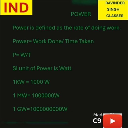 Power:Definition,Formula and units